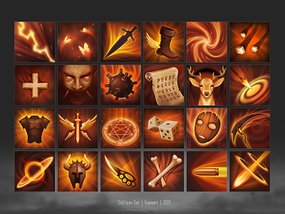 Skill Icon Set | Game Art app art artist asset design game icon illustration skill ui ux vaanart