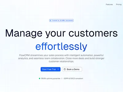 FlowCRM figma graphic design hero section landing page ui ux