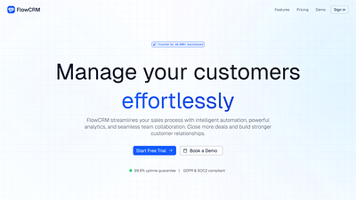 FlowCRM figma graphic design hero section landing page ui ux