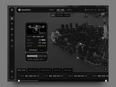 Cyberpunk Military UI app design black cyberpunk dark mode dashboard drone military minimal product