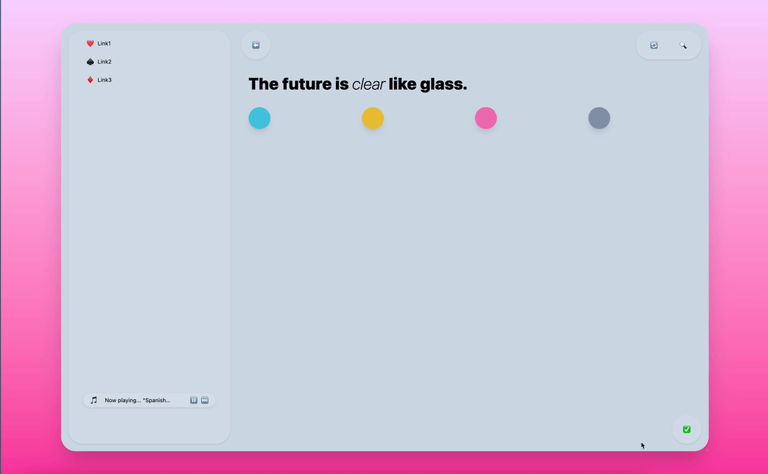 Liquid Glass Elements - Responsiveness study app apple css floating frosted glass glassmorphism html liquid glass mobile responsiveness screen tailwind uiux
