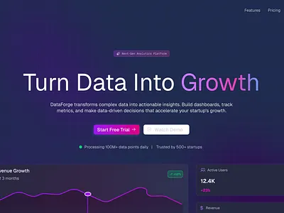 DataForge figma graphic design hero section landing page ui ui ux ux website