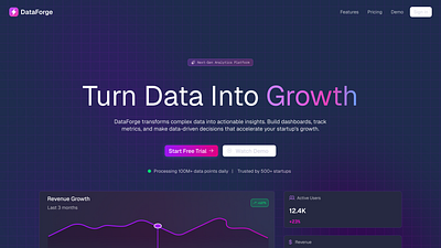 DataForge figma graphic design hero section landing page ui ui ux ux website