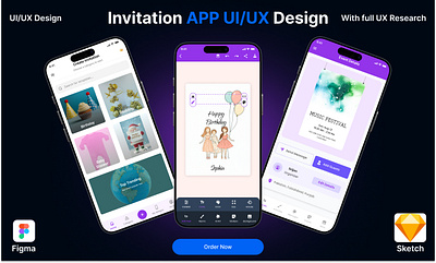 Invitation Maker App UI/UX Design app design application dashboard invitation ios mobile mobile app mobile ui saas ui design uiux ux