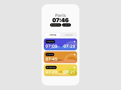 Golden hour app android app blue hour golden hour ios iphone light magical hour mobile photo sun sunrise sunset ui ux