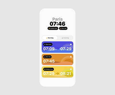Golden hour app android app blue hour golden hour ios iphone light magical hour mobile photo sun sunrise sunset ui ux