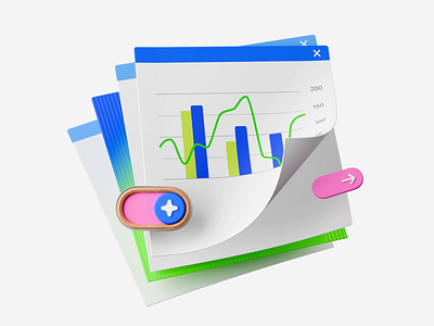 Browser window with charts animation 3d 3d animation animation blender