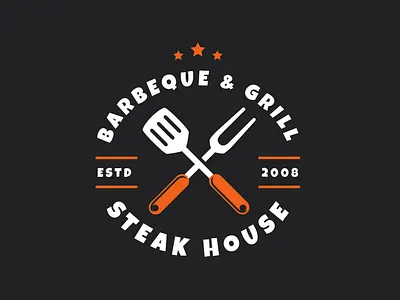 Barbecue emblem badge barbecue barbeque bbq branding cafe design emblem graphic design grill grilling tools logo restaurant vector