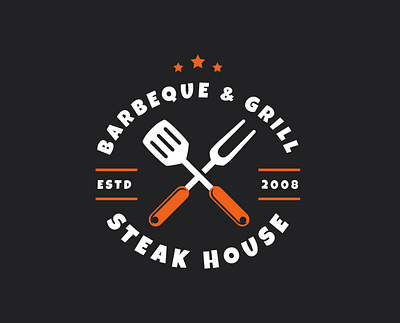 Barbecue emblem badge barbecue barbeque bbq branding cafe design emblem graphic design grill grilling tools logo restaurant vector
