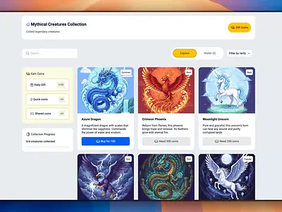 Mythical Creatures Collection design figma interaction ui ux
