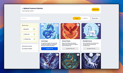 Mythical Creatures Collection design figma interaction ui ux