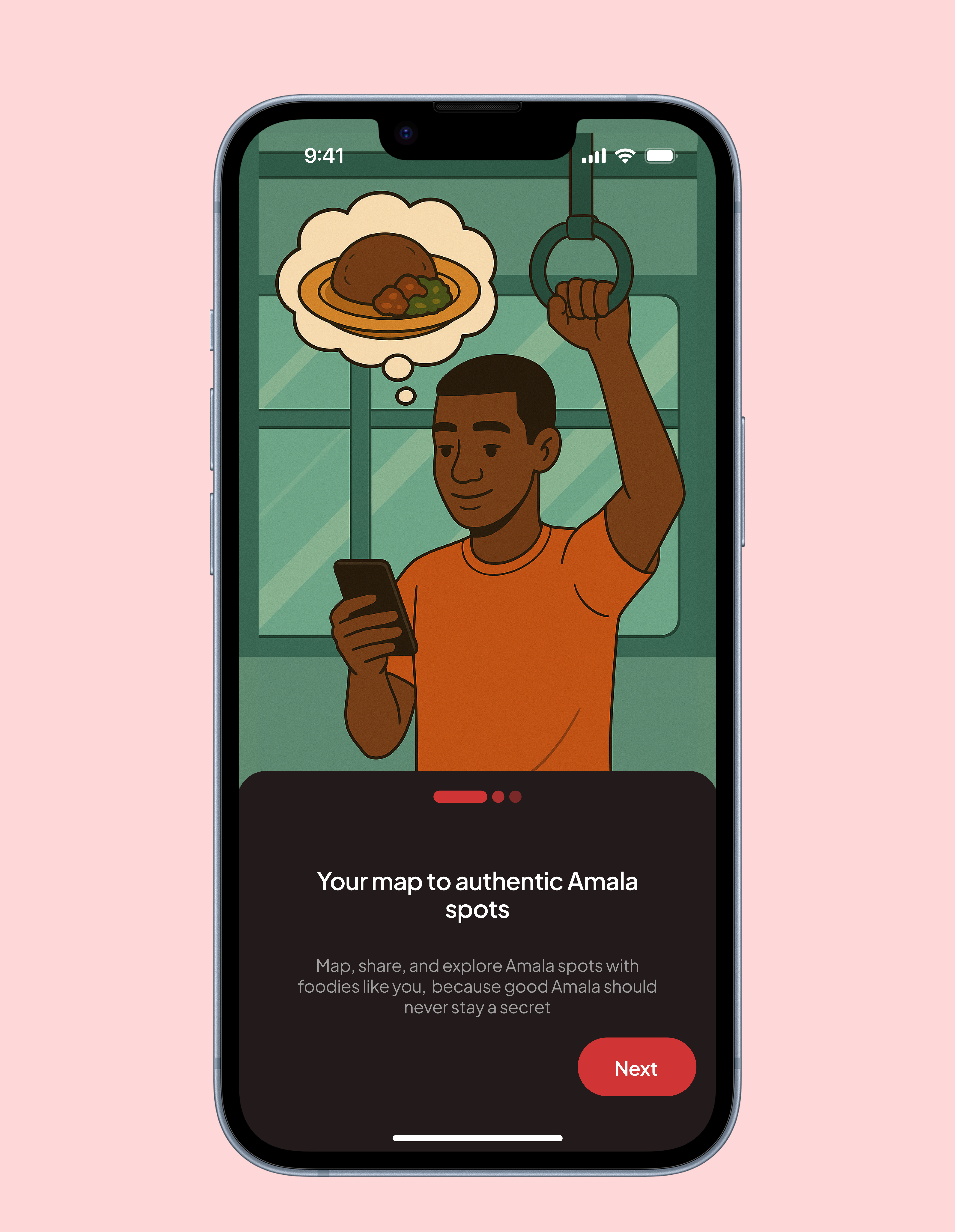 Food app Illustration (Amala) aesthetic amala app custom dark design font food free graphic design illustration inspiration mobile mockup splash screen ui ux