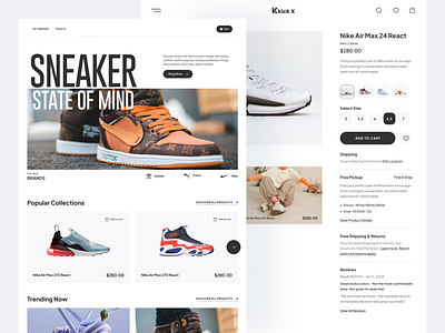 Kick x - Shoes Website Design commerce design ecommerce home page hr rumen interface landing landing page minimal nike nike website design shoe shopify sneker website design store ui web web design website website design