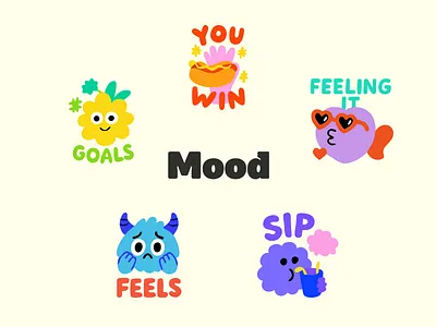 Cute Sticker Set animals app cartoon character cute flat illustration minimalist mood sticker