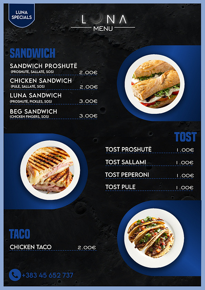 fast food menu