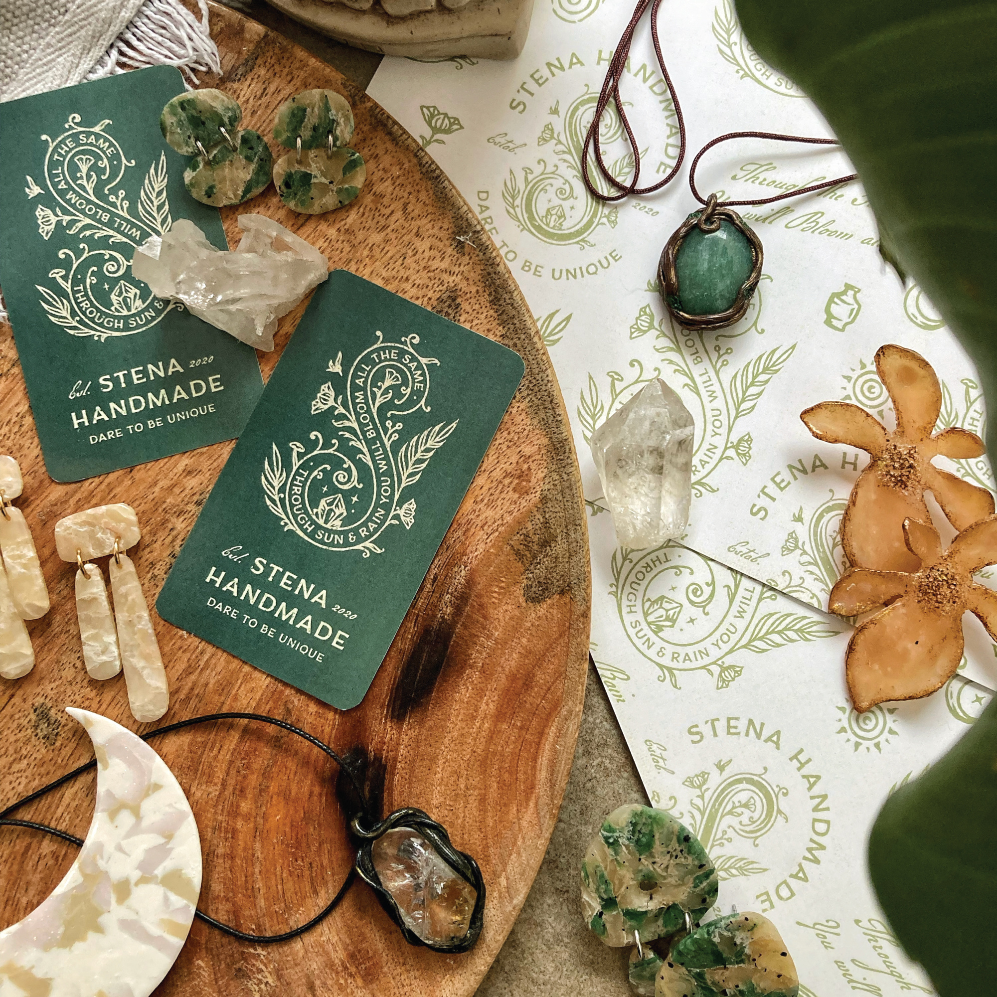 Stena handmade - Unique jewelry branding branding branding design business cards floral floral design graphic design handmade handmade logo illustration jewelry logo logo design nature nature illustration organic logo retro logo rustic logo stationery design vintage logo