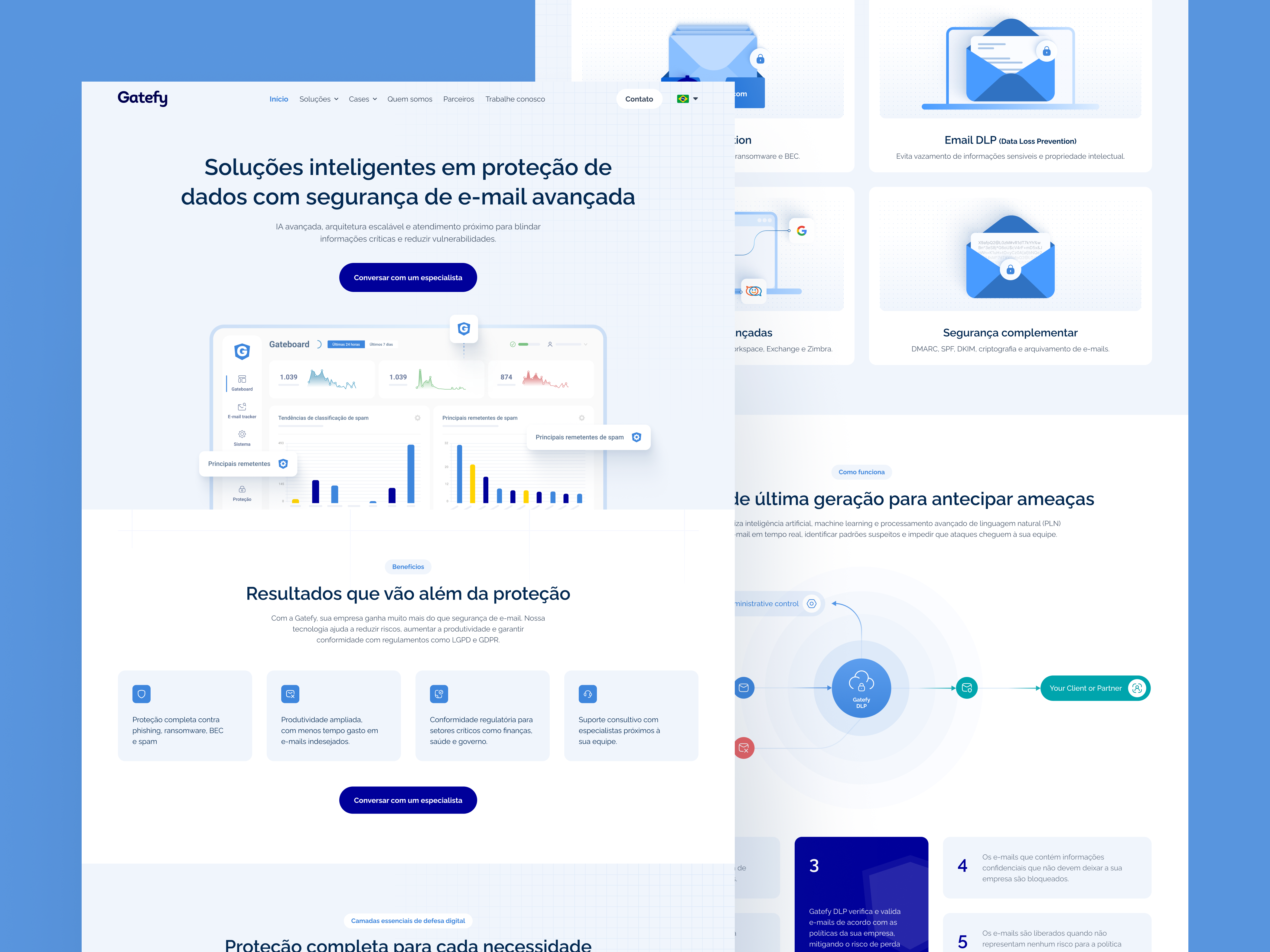 Cybersecurity SaaS Platform Website cloud security cybersecurity dashboard data protection email security landing page roteção de dados saas security platform segurança de e mail tech website ui design website