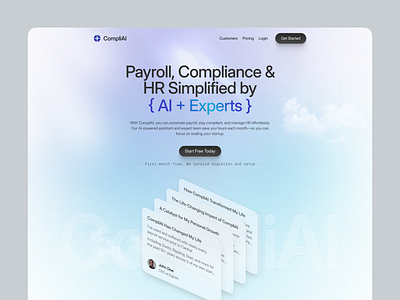 [Hero Section] - Payroll & Compliance SaaS Platform clean clean gradient cloud style gradient gradient with cloud hero cloud style hero section hero ui landing page saas saas design saas hero section saas landing page saas platform saas web startup startup website ui hero web web design