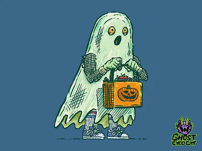 Ghost Trick or Treater bag candy candy bag ghost halloween illustration illustrator spectre trick or treat
