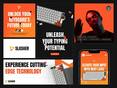 Slasher - Branding app design bento branding card clean grid keyboard logo ui