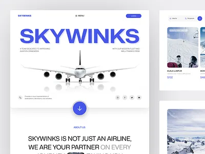 Skywinks - Modern Flight Booking Website adventure airplane booking clean destination flight flight ticket holiday landing page service shcedule ticket tour travel traveling ui ux vacation web design website
