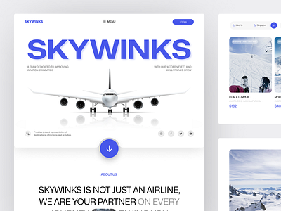 Skywinks - Modern Flight Booking Website adventure airplane booking clean destination flight flight ticket holiday landing page service shcedule ticket tour travel traveling ui ux vacation web design website