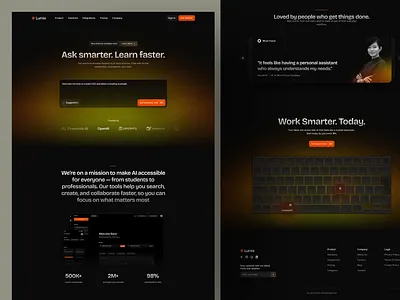 Lumix - AI Platform Landing Page ai ai saas animation artificial intelligence chat chat ai clean dashboard design digital homepage internet landing page modern motion graphics technology ui uidesign ux uxdesign