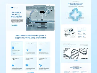 VitaWell | Holistic Wellness Website blue body branding design fluxa glass glass effect graphic design health hospital logo medical medicine mind ui ux website wellness