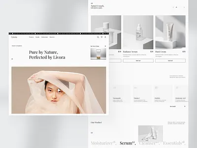 Livora – Website Skincare beauty clean elegant landing page light minimalism modern responsive skincare ui ui landing page ui ux website