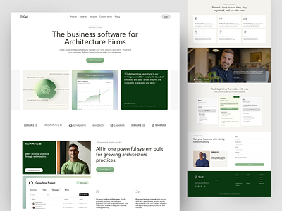 Clad - Saas Landing page architecture businesssoftware digitalplatform enterprisesoftware landingpagedesign modernui productdesign projectmanagement saasdesign uidesign uiux uxdesign workflowdesign workmanagement