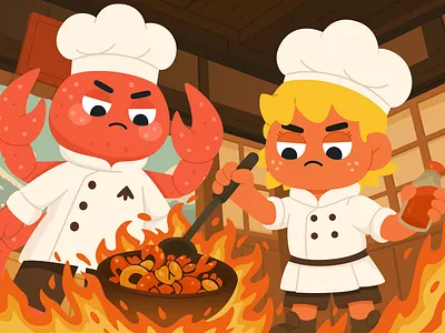 Cebluc - The Fiery Kitchen 🔥🦀 2d animation brand design brand identity branding branding design cartoon character character design chef flat illustration food graphic design illustration ip ip design mascot motion graphics visual design