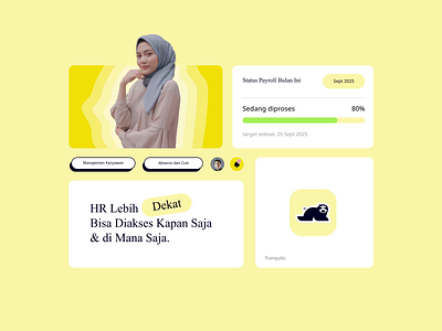 Tranquilo (Branding SaaS) — HR & Wellness Simplified app bento grid branding branding guideline design employee graphic design hr illustration interface logo logo icon management mental health retro saas ui visual identity y2k yellow