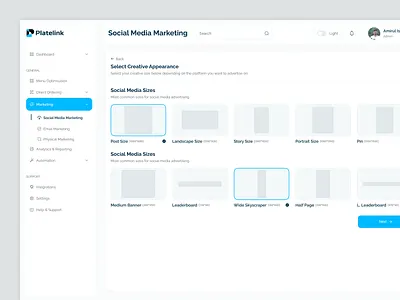 AI-Powered - Social Media Marketing Select Creative Appearance ad creative admin panel advertising ai social assistant ai technology dashboard dashboard design dashboardui erp erp system marketing marketing agency marketing campaign media tracking product design saas setup configurations social media automation software