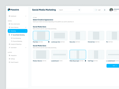 AI-Powered - Social Media Marketing Select Creative Appearance ad creative admin panel advertising ai social assistant ai technology dashboard dashboard design dashboardui erp erp system marketing marketing agency marketing campaign media tracking product design saas setup configurations social media automation software