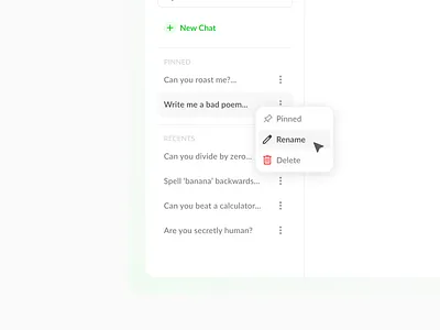 Sidebar ai chat dashboard dropdown history overlay sidebar tags ui webapp