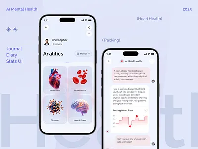 AI Mental Health & Wellness App - Smart Assistant UI/UX Design ai app android app daily ui healthcare app healthtech ios app meditation app mental health mobile app mobile interface mobile ui mood tracker product design smart assistant therapy app uiux wellness app