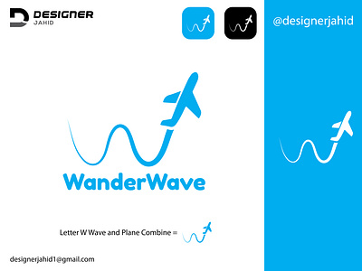 Wave Letter W and Plane Combine Wander Wave Logo Design 2025. branding combination mark logo creative logo graphic design letter logo logo minimal logo minimalist logo modern logo new logo travel logo vector w logo wave logo