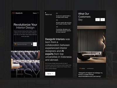 StyleSynth - Studio Interior Responsive ai graphic design interior landing page mobile mobile design responsive studio ui design web website