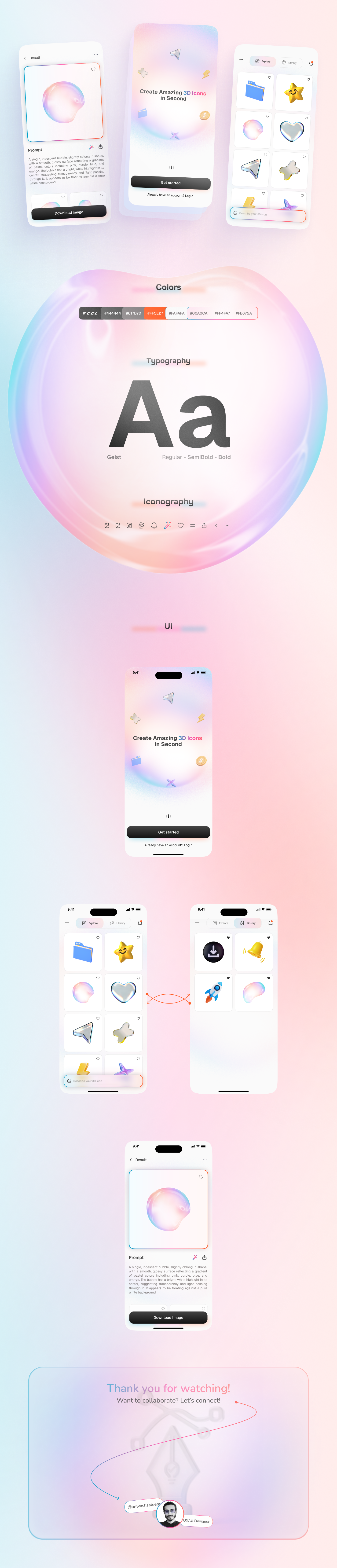 AI App for Creating 3D Icons ai ai app animation app app design icon generator ui ui design