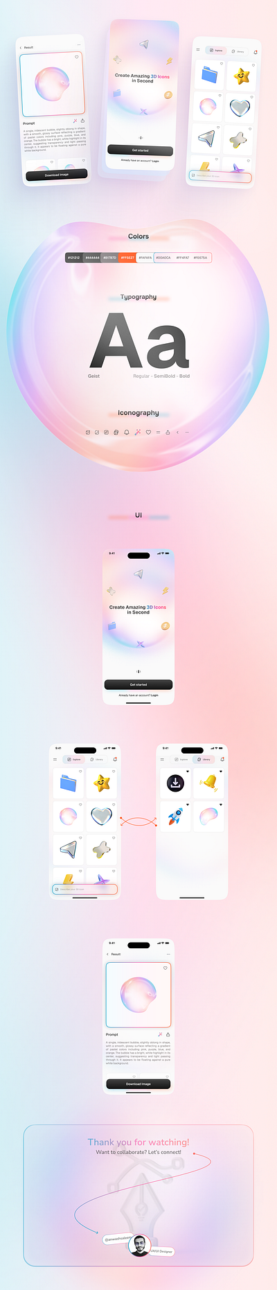 AI App for Creating 3D Icons ai ai app animation app app design icon generator ui ui design