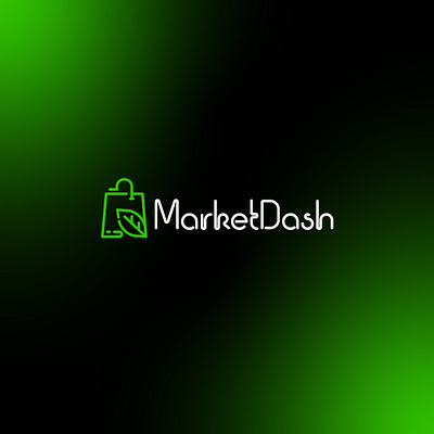MarketDash: Minimal Line Art Logo Featuring Leaf & Shopping Bag brand identity branding design design logo flat graphic design icon illustration logo logo design logos logotype market minimal modern shopping timeless ui unique