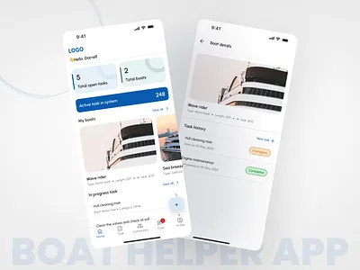Boat Community App Design app app design boat boat owner craftman design helper app minimal design mobile mobile app mobile app design ui uidesign uiux ux