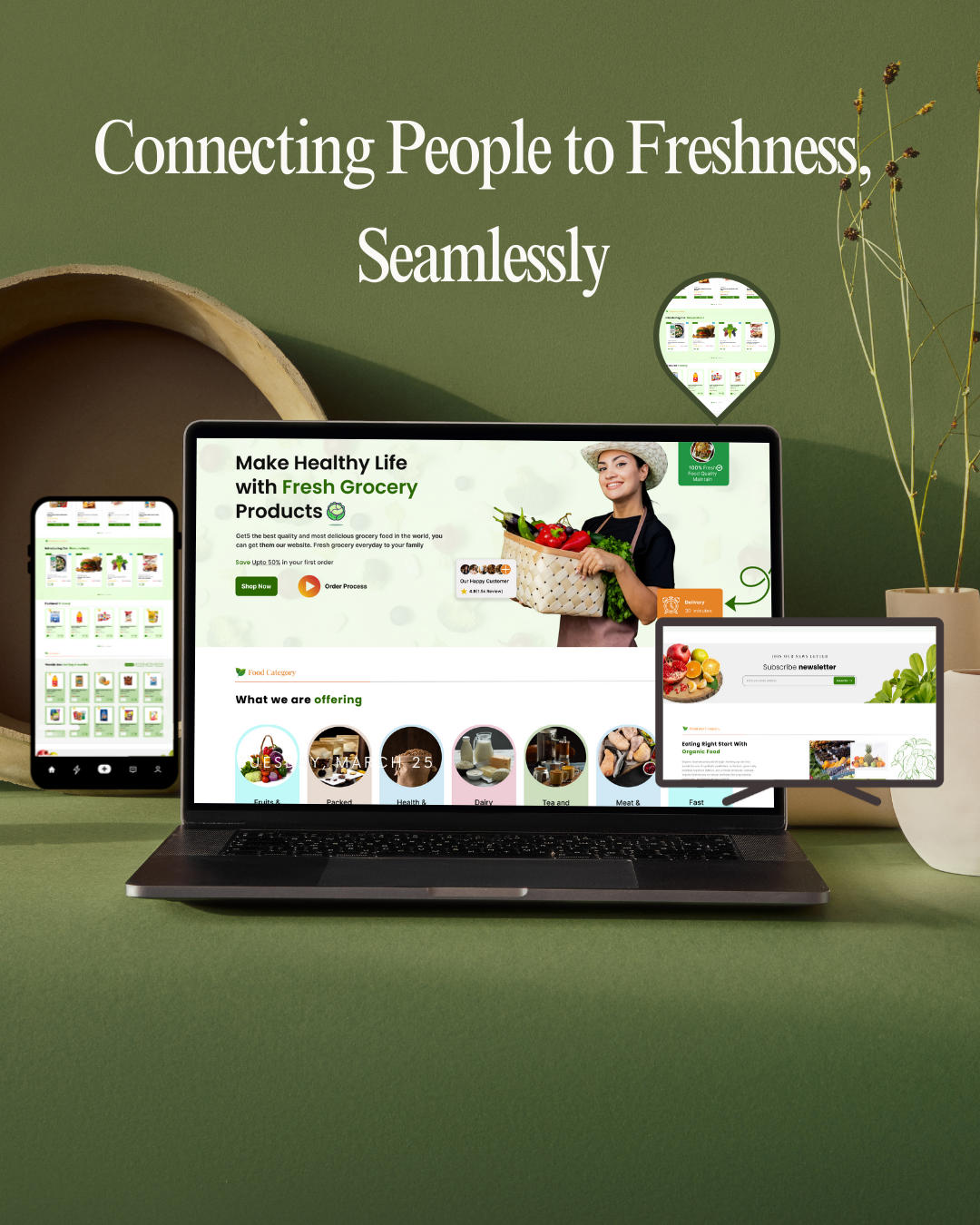 Grocery Website branding creative delivery app e commerce food grocery ios mobile mobile app mockup online store sale shop store ui ux web website