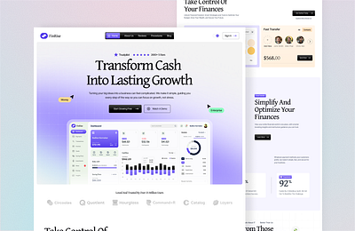 FinRise – Smart Finance Landing Page clean design figma finance finance landing page fintech gradient growth landing page minimal modern design modern landing page typography ui uiux web design website