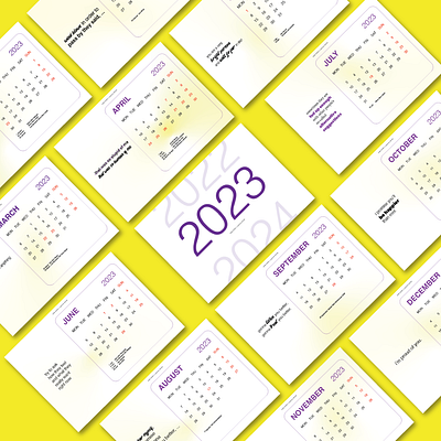 CALENDER 2023 AIDA STUDIO x J.SHINTA 2023 branding calendar 2023 calender design graphic design new year purple yellow