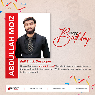 Happy Birthday Abdullah Moiz – Creative Celebration Post branding graphic design logo ui