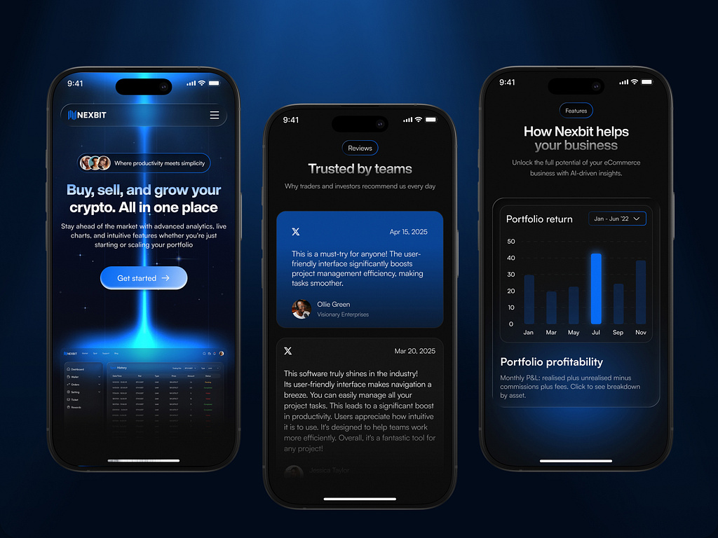 crypto app and web design concept