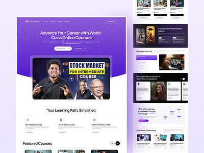 Online Stock Market Course Platform – UI/UX Design app design inspiration landing page minimal stock market ui ux web design website