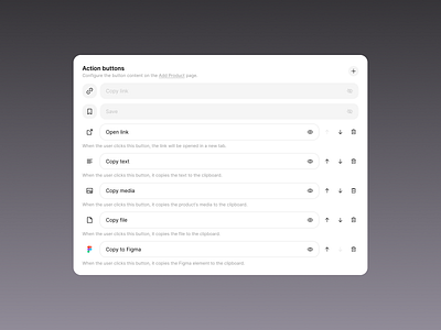 Action button settings - SnowUI ui design