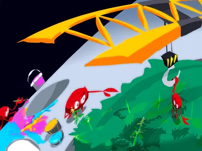 Crabs paint the crater art books brand illust digital art illustration